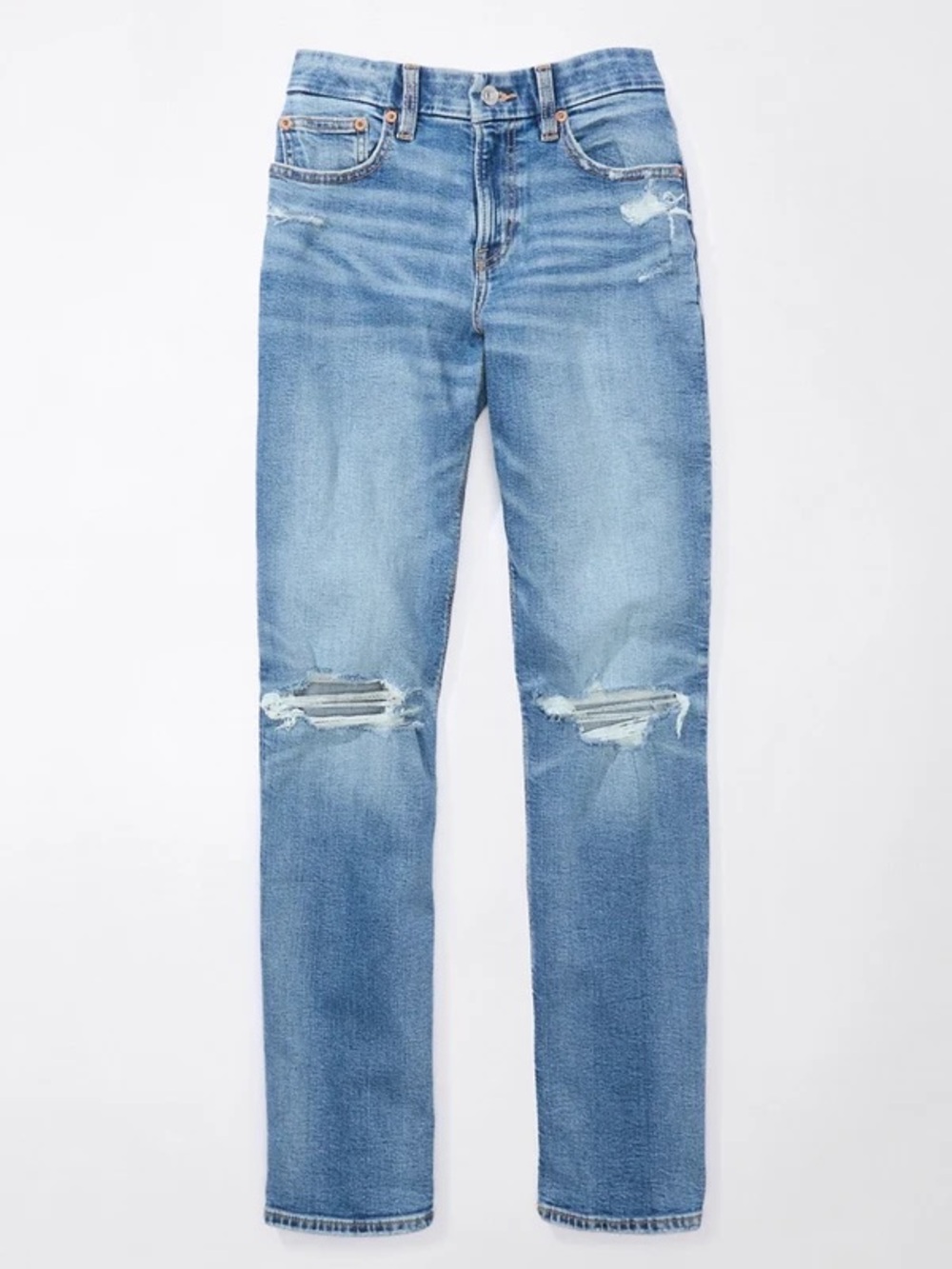 American Eagle Curvy Stretch Ripped Straight Jeans | Size 8 Short
